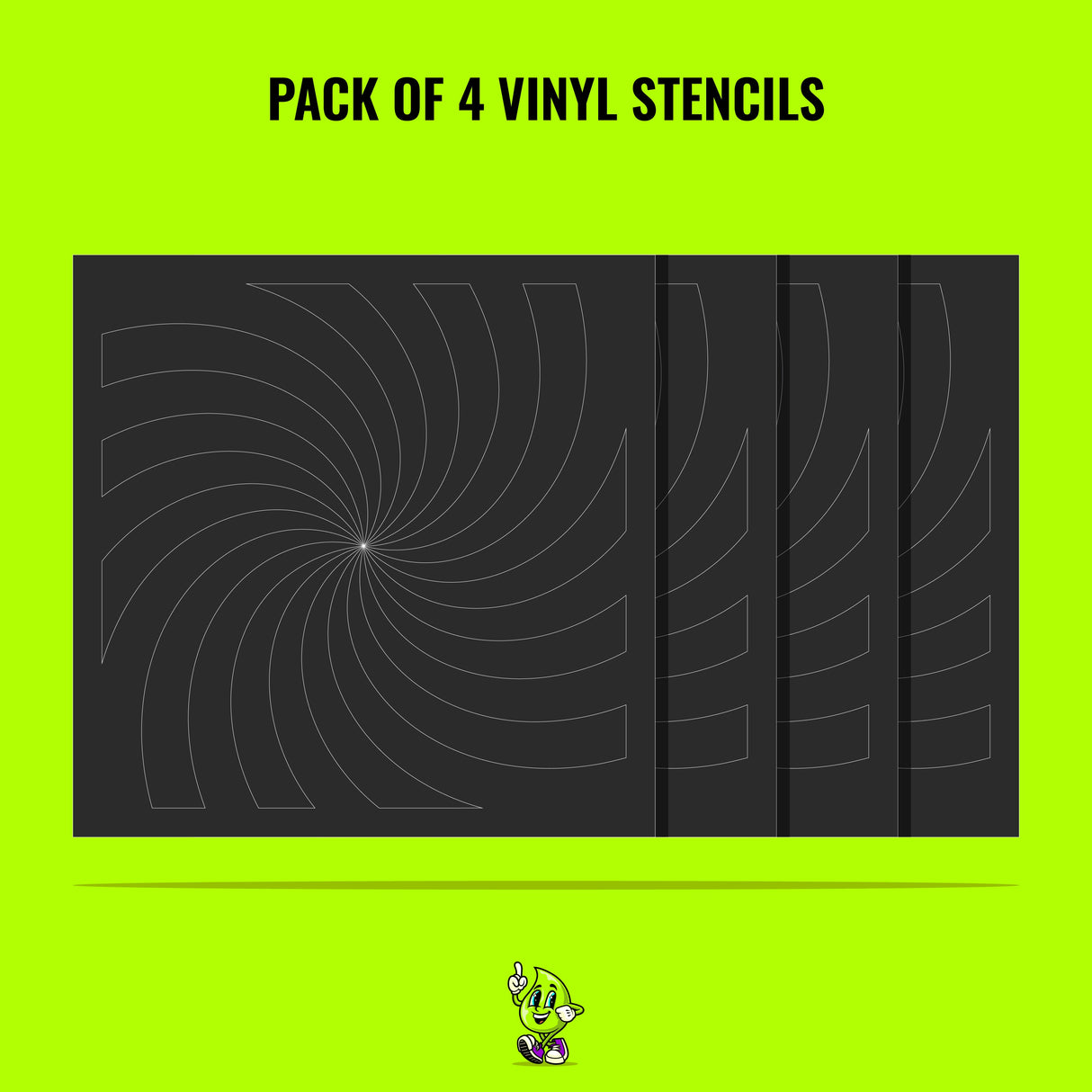 Spiral Vinyl Stencil Pack – Set of 4