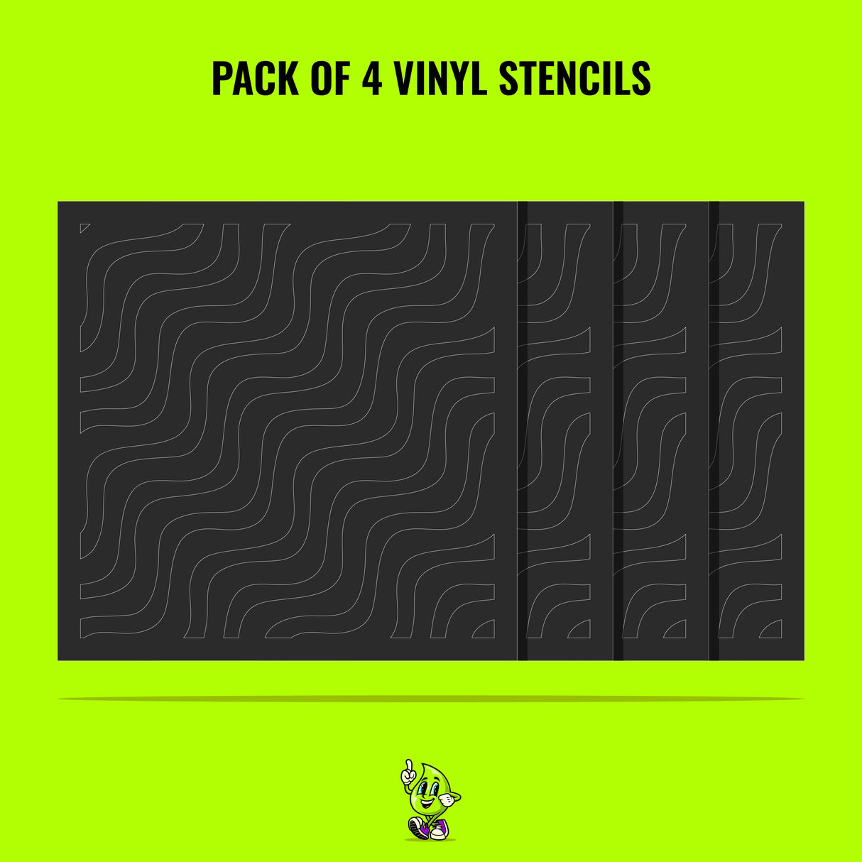 Waves Vinyl Stencil Pack – Set of 4
