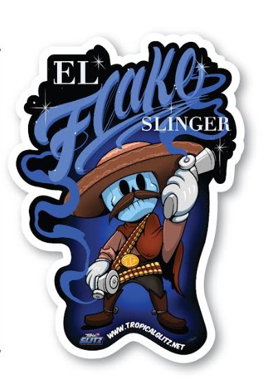 El Flake Slinger Cartoon Sticker - Tropical Glitz